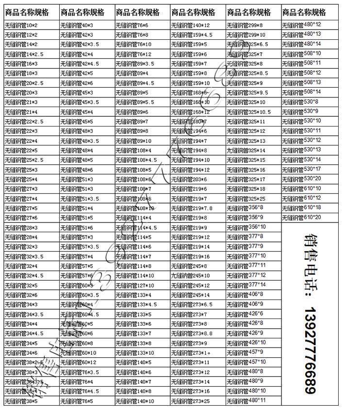 無(wú)縫管規(guī)格表 無(wú)縫管規(guī)格表