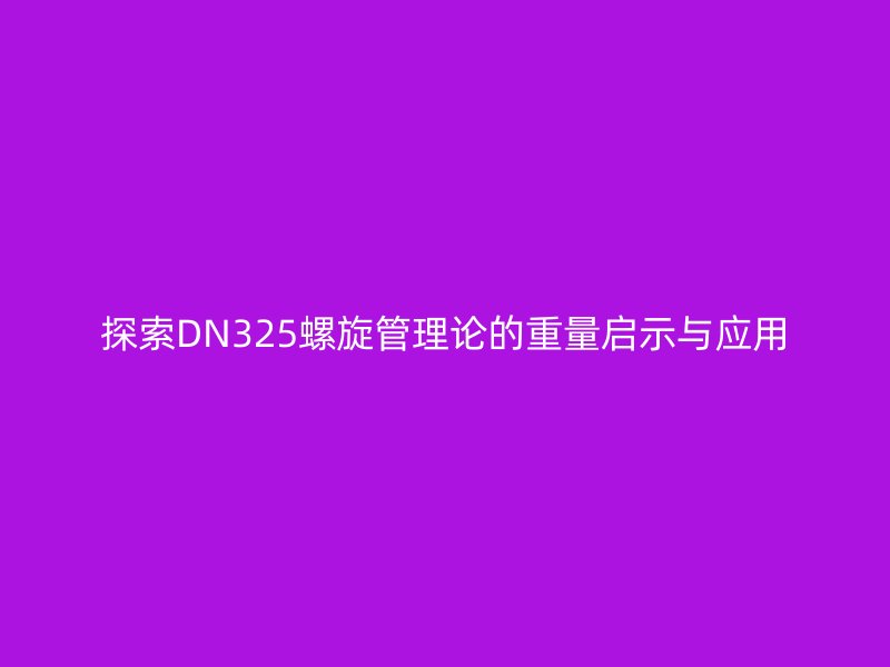 探索DN325螺旋管理論的重量啟示與應用