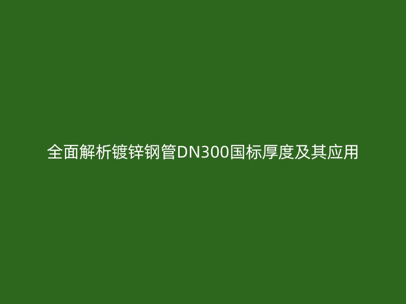全面解析鍍鋅鋼管DN300國標(biāo)厚度及其應(yīng)用